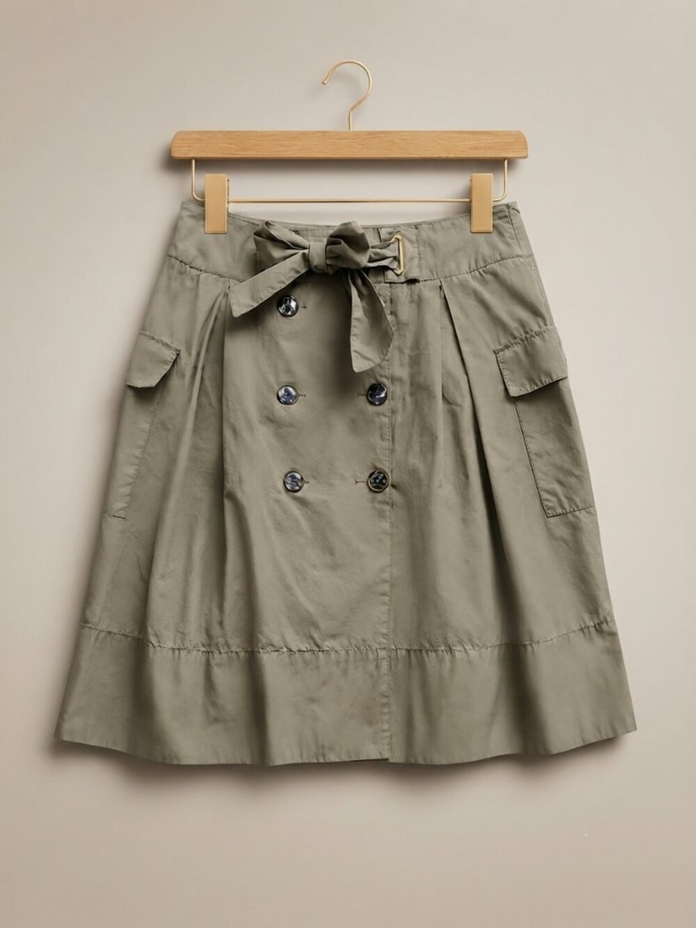 DALIA -  Collection Olive Green Double-Breasted Trench Skirt – Size 12